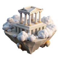 impressive artistic A Floating Island with Ancient Greek Templ professional png