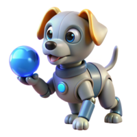 impressive minimalist Robotic Dog Playing Fetch with Glowing Ball exclusive png
