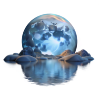 serene modern A Full Moon Rising over a Calm Lake Ether high quality png