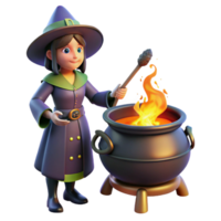 vibrant abstract A Powerful Witch Brewing a Potion in a Cau png