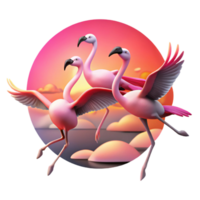 wonderful modern A Flock of Flamingos Taking Flight Against professional png