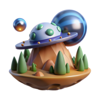 elegant creative A Spaceship Landing on a Lush Alien Plan authentic png