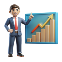 wonderful modern Businessman Pointing at Growth Chart Cutout Element high quality png