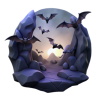 dramatic minimalist A Colony of Bats Flying out of a Dark C high quality png