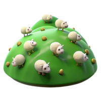 serene rustic A Rolling Green Hill Dotted with Sheep I premium png
