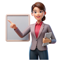 beautiful rustic Businesswoman Pointing at Digital Screen Cutout Element exclusive png