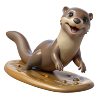 impressive classic A Playful Otter Sliding Down a Muddy Riv professional png