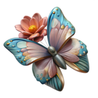 serene traditional Butterfly on Flower high resolution png