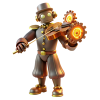 dramatic abstract A Steampunk Automaton Playing a Violin exclusive png