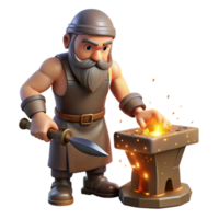 serene abstract A Stoic Dwarf Blacksmith Forging a Magica png