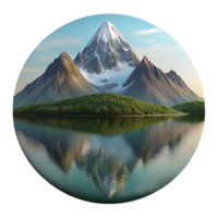 magnificent minimalist Calm Lake Reflection Mountain View Transparent Background authentic png