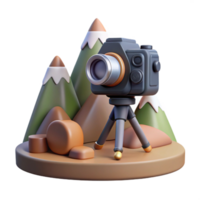 vibrant classic Camera and Tripod on Mountain Top professional png