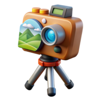 extraordinary traditional Camera on Tripod with Scenic View Cutout on Transparent Background authentic png