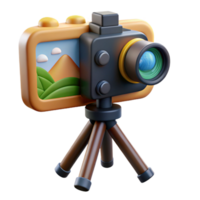 serene modern Camera on Tripod with Scenic View Cutout on Transparent Background premium png