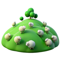 vibrant abstract A Rolling Green Hill Dotted with Sheep G high quality png
