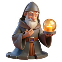 impressive artistic A Wise Old Wizard Studying a Glowing Orb authentic png