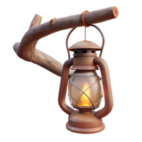 dramatic abstract Camping Lantern Hanging From a Tree Branch Transparent Background high resolution png