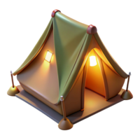 serene abstract Camping Tent Illuminated at Night high quality png