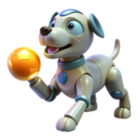 serene traditional Robotic Dog Playing Fetch with Glowing Ball genuine png