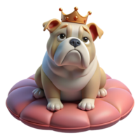 dramatic modern A Grumpy Looking Bulldog Wearing a Tiny Cr authentic png
