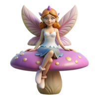 impressive vintage A Whimsical Fairy Resting on a Giant Mushr authentic png