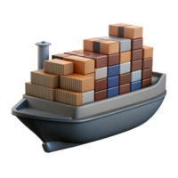 extraordinary creative Cargo Ship Silhouette with Containers Cutout Element premium png