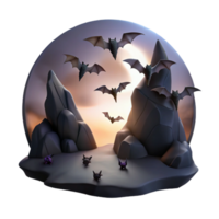 serene minimalist A Colony of Bats Flying out of a Dark C professional png