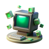 dramatic rustic A Vintage Computer Monitor Displaying Lin 4K png