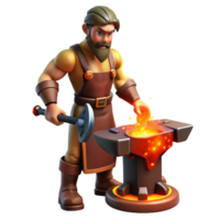 serene minimalist A Creative Hephaestus Forging a Weapon In high quality png