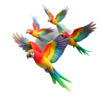dramatic artistic A Flock of Brightly Colored Parrots Flyin genuine png