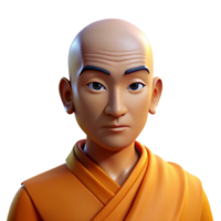 serene contemporary Portrait of a Serene Monk with a Shaved authentic png