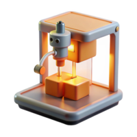 beautiful vintage 3d Printer Making Tiny Robot high resolution png