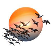 serene minimalist A Flock of Birds Migrating in a V Formati high resolution png