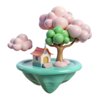 impressive traditional A Floating Island with a Single Tree and A professional png