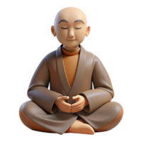 dramatic abstract Portrait of a Serene Monk in Simple Robe authentic png