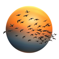 serene modern A Flock of Birds Migrating in a V Formati high resolution png