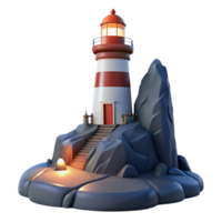 beautiful minimalist A Solitary Lighthouse on a Rocky Cliff D detailed png