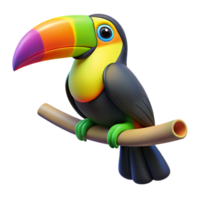 dramatic rustic Colorful Toucan on Tree Branch authentic png
