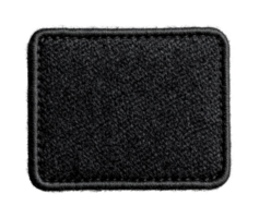 Black rectangular patch with textured fabric and embroidered edges, cut out png