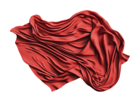 Flowing red silk fabric with intricate folds and texture, cut out png