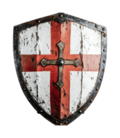 medievale cavalieri templare scudo con rosso attraversare su Esposto alle intemperie superficie, tagliare su png