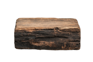 Aged wooden block with weathered texture and rustic charm, cut out png