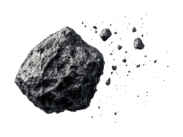 Large asteroid and debris in space, cut out png