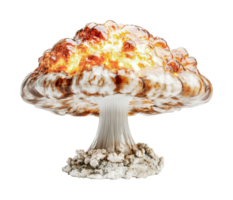 Explosive mushroom cloud with intense fire and smoke in dramatic display, cut out png