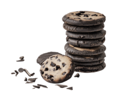 Stack of chocolate chip cookies with chocolate chunks, cut out png