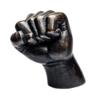 Raised fist symbol of power and unity in sculpture form, cut out png