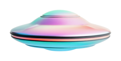 coloré iridescent en forme d'OVNI objet avec lisse métallique surface, Couper en dehors png