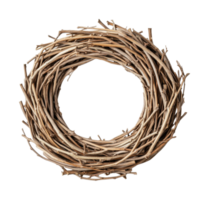 Circular twig wreath structure, cut out png