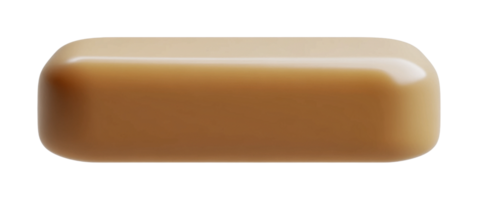 Smooth caramel candy with glossy surface close-up, cut out png