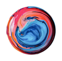Vibrant swirling colors on circular canvas with dynamic abstract patterns png